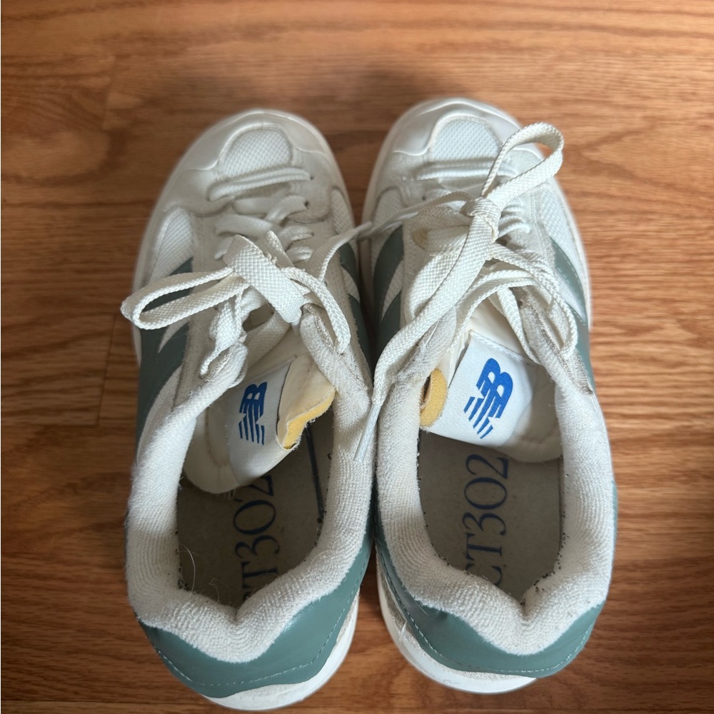 New Balance Kids' White and Teal Sneakers